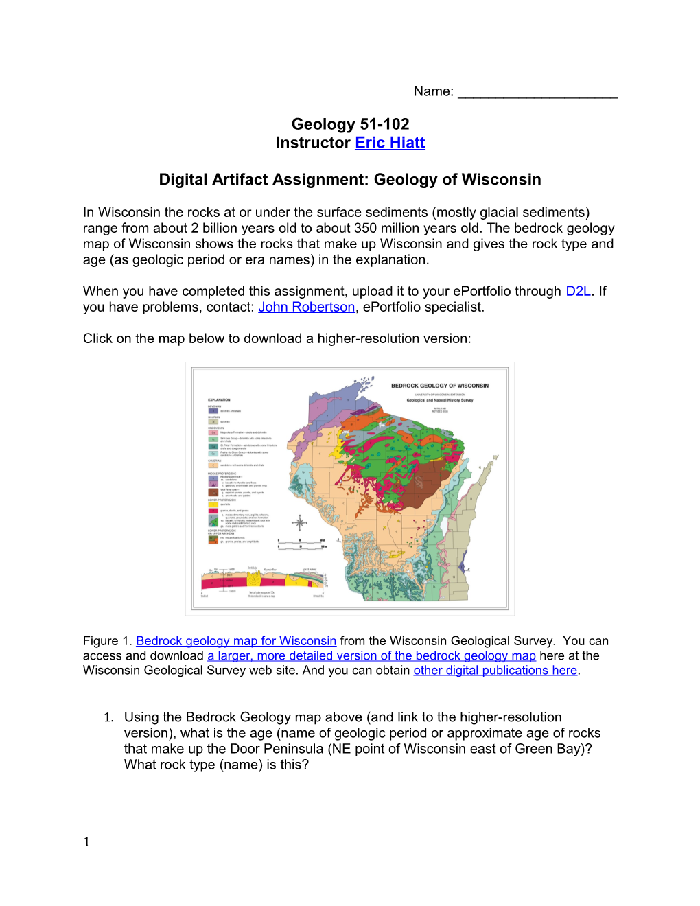 Digital Artifact Assignment: Geology of Wisconsin