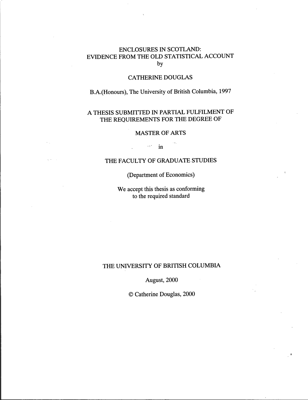 ENCLOSURES in SCOTLAND: EVIDENCE from the OLD STATISTICAL ACCOUNT By