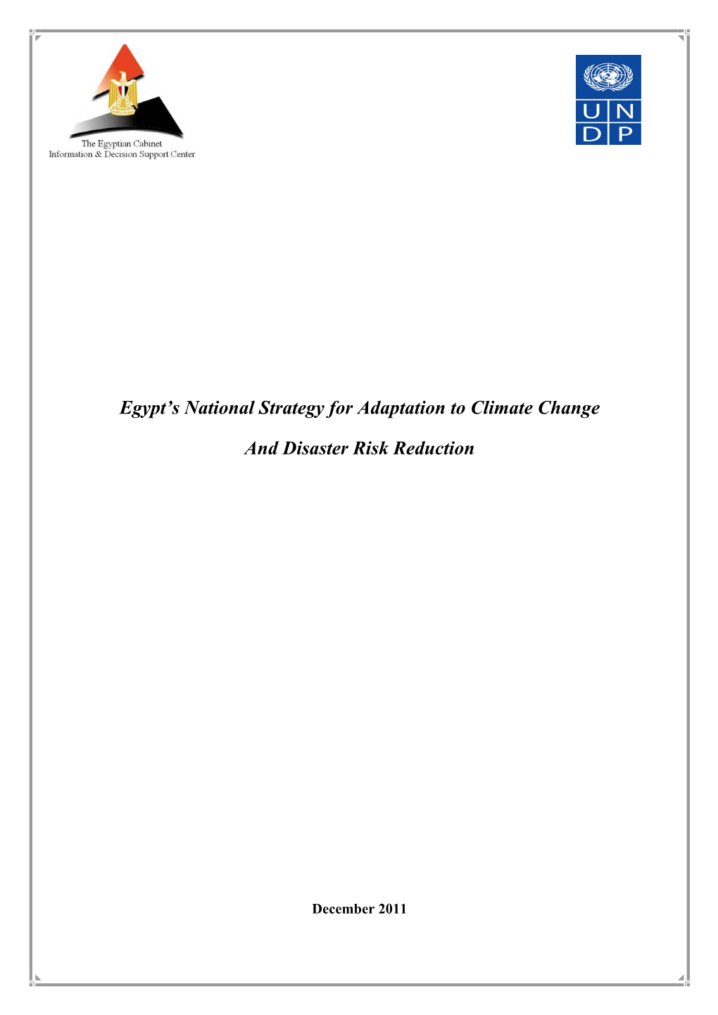 Egypt's National Strategy for Adaptation to Climate Change