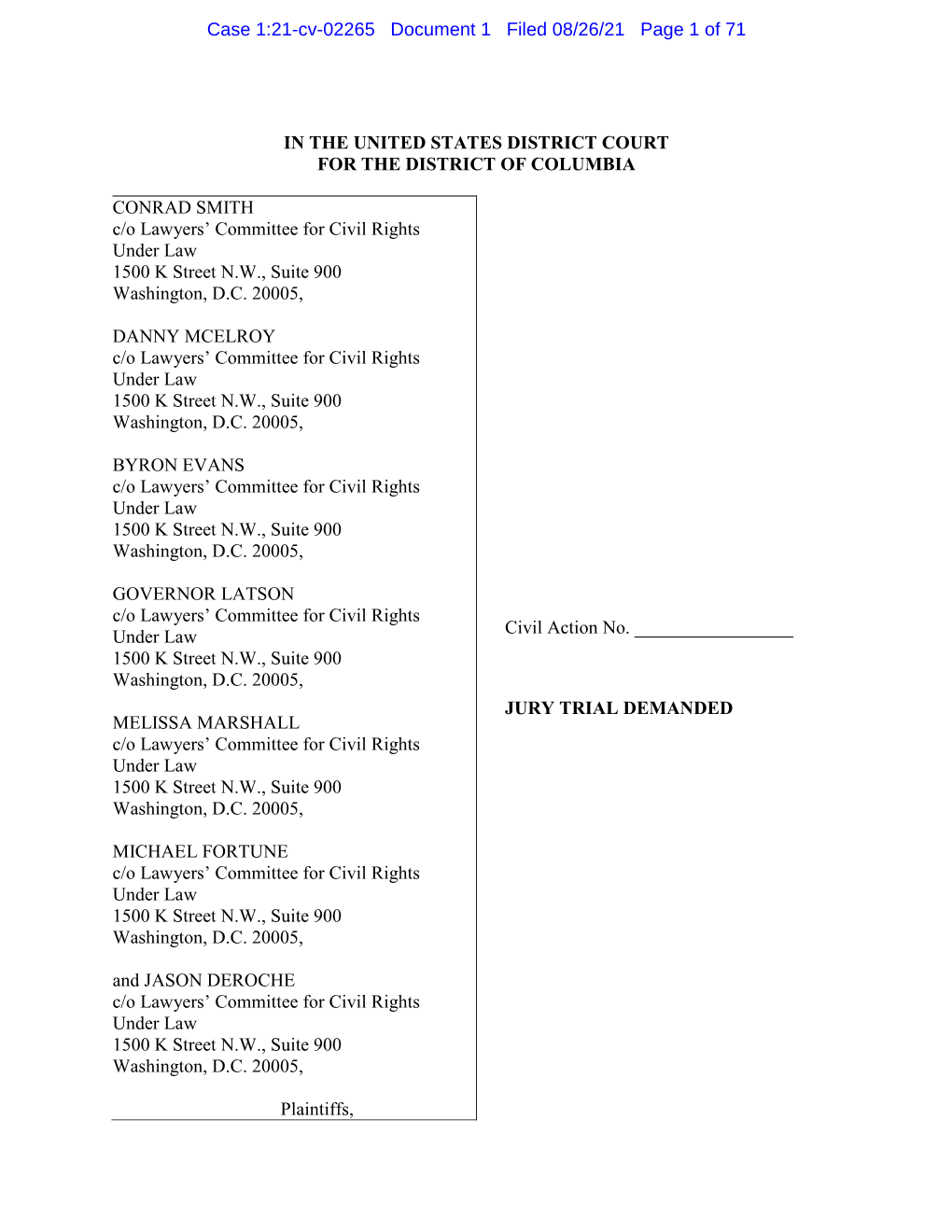 Case 1:21-Cv-02265 Document 1 Filed 08/26/21 Page 1 of 71