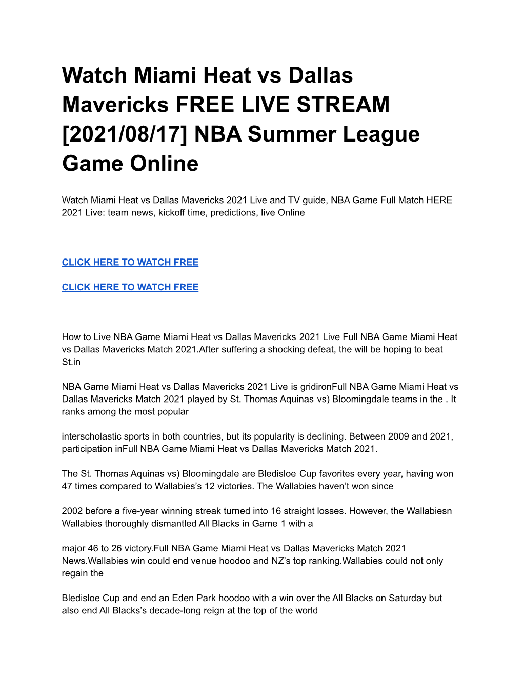 Watch Miami Heat Vs Dallas Mavericks FREE LIVE STREAM [2021/08/17] NBA Summer League Game Online