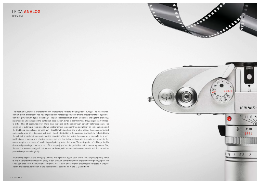 LEICA ANALOG L E I C a M-A a Masterpiece of Precision-Engineered Perfection