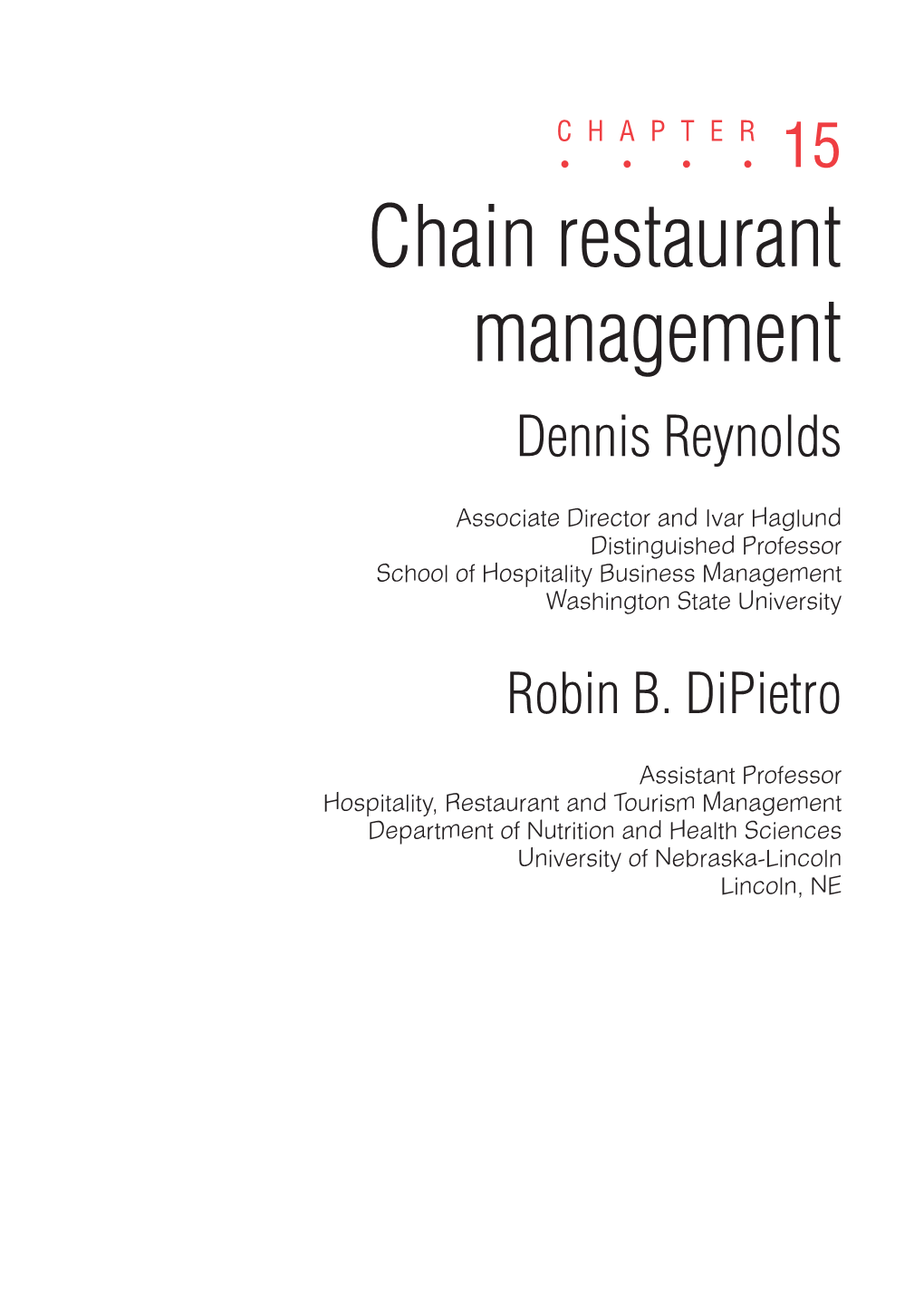 Chain Restaurant Management Dennis Reynolds