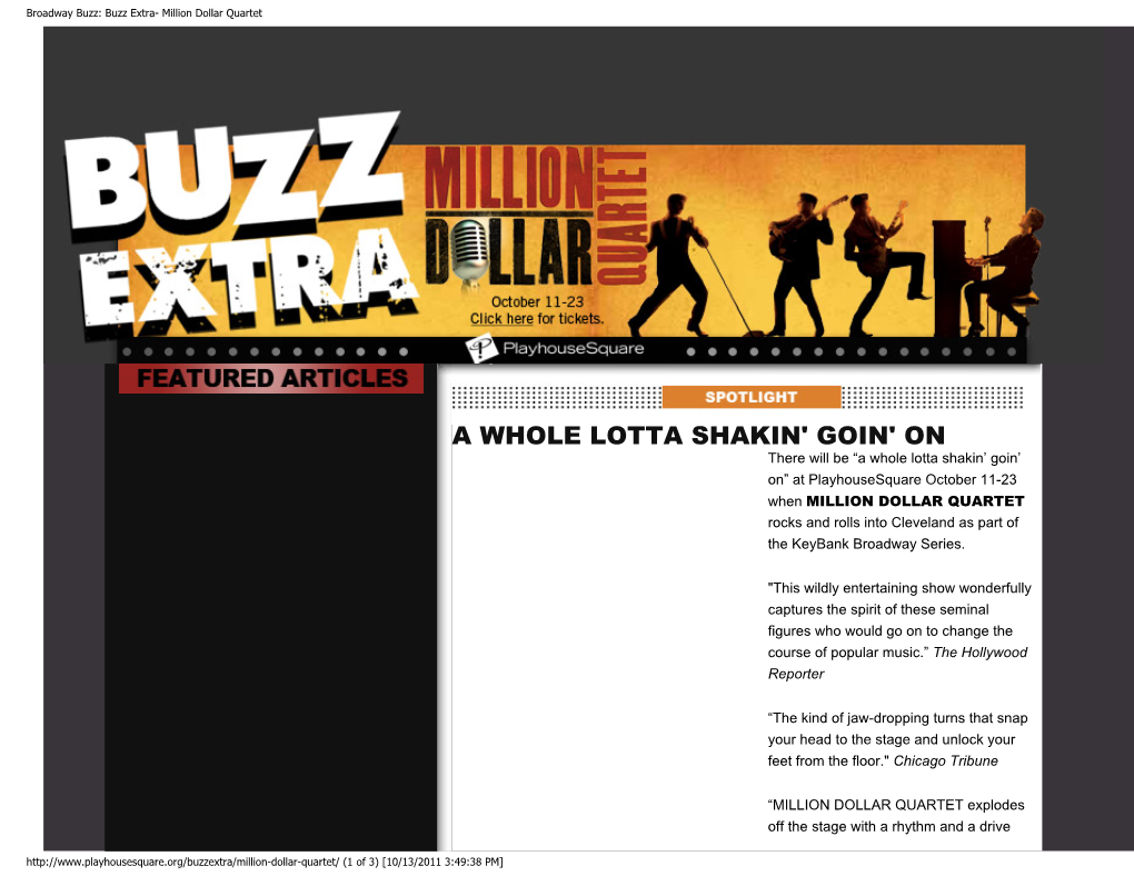 Broadway Buzz: Buzz Extra- Million Dollar Quartet