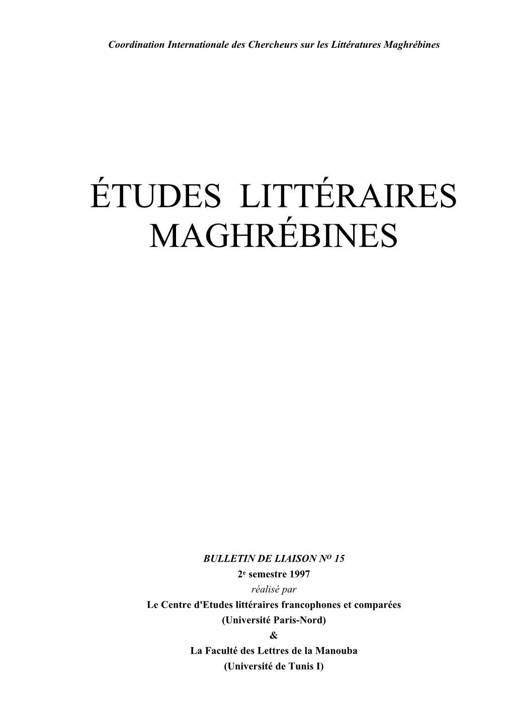 Études Littéraires Maghrébines