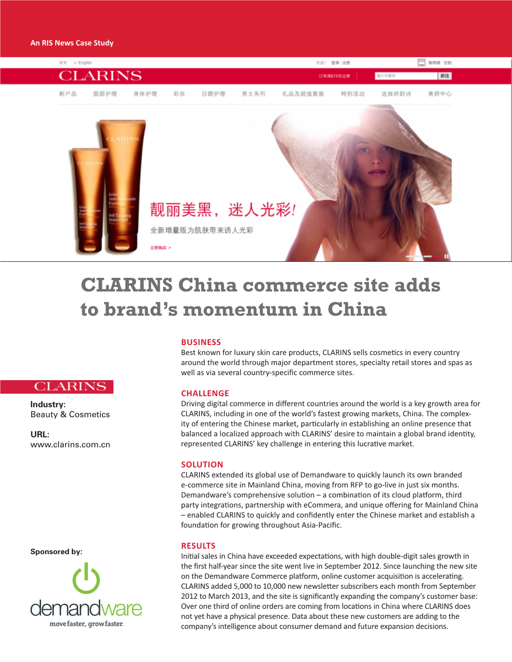 CLARINS China Commerce Site Adds to Brand's Momentum in China