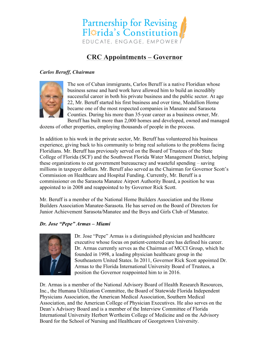 CRC Appointments – Governor