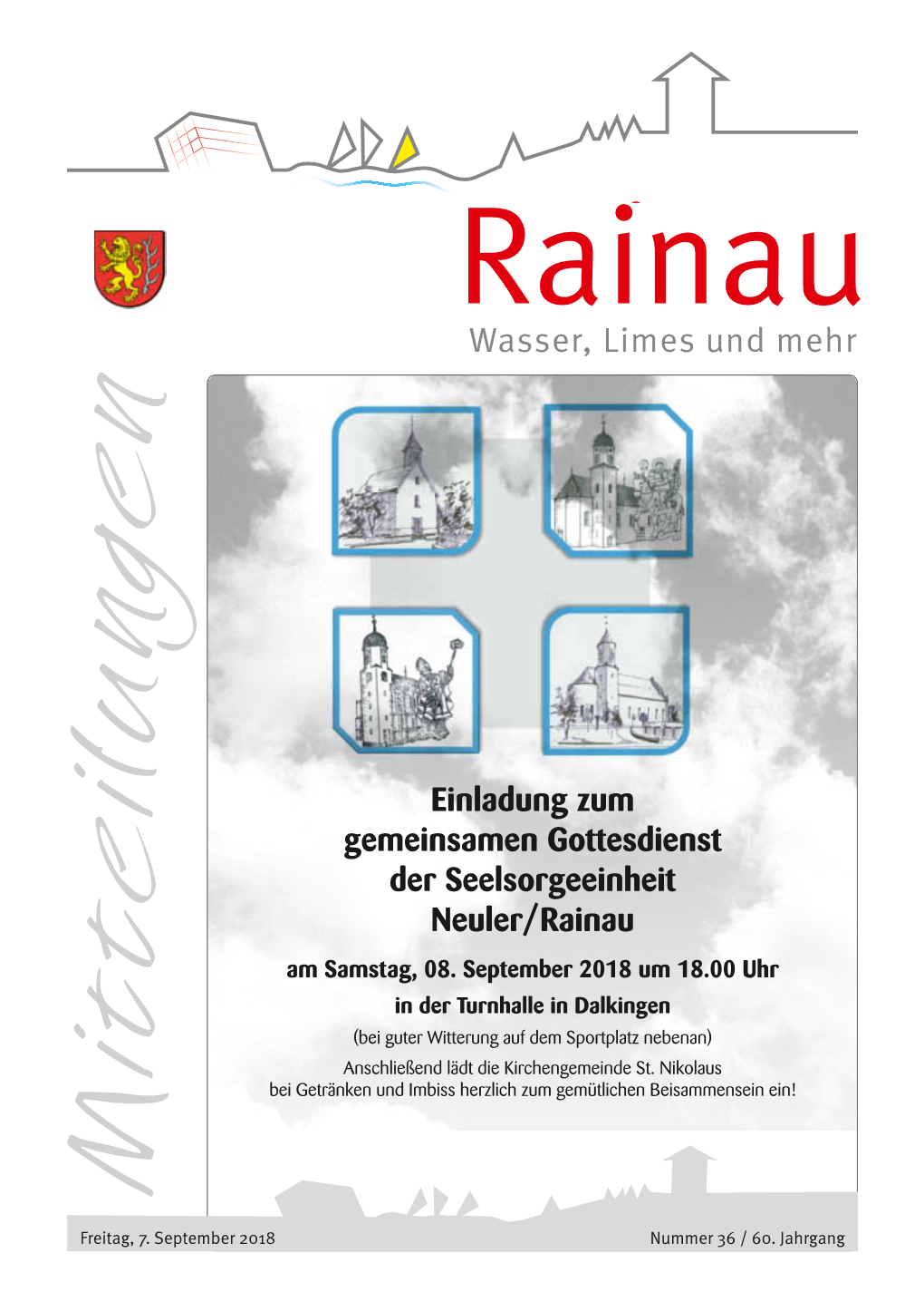 Einladung Zum Gemeinsamen Gottesdienst Der Seelsorgeeinheit Neuler/Rainau Am Samstag, 08