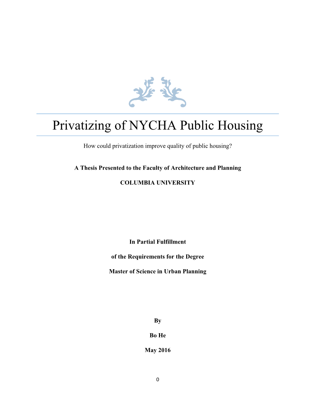 Privatizing of NYCHA Public Housing