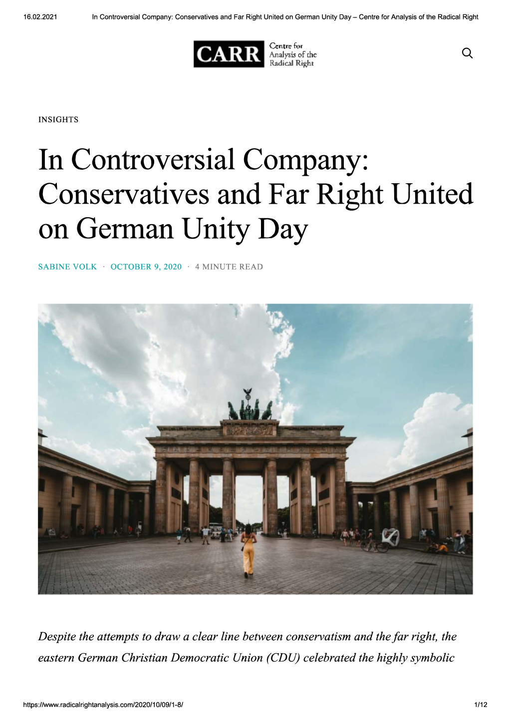 In Controversial Company: Conservatives and Far Right United on German Unity Day- Centre for Analysis of the Radical Right