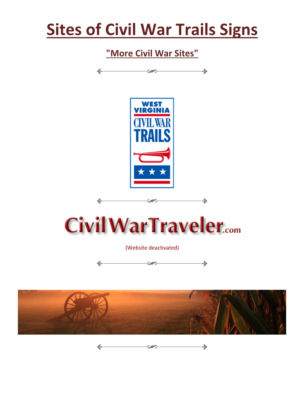 Sites of Civil War Trails Signs 