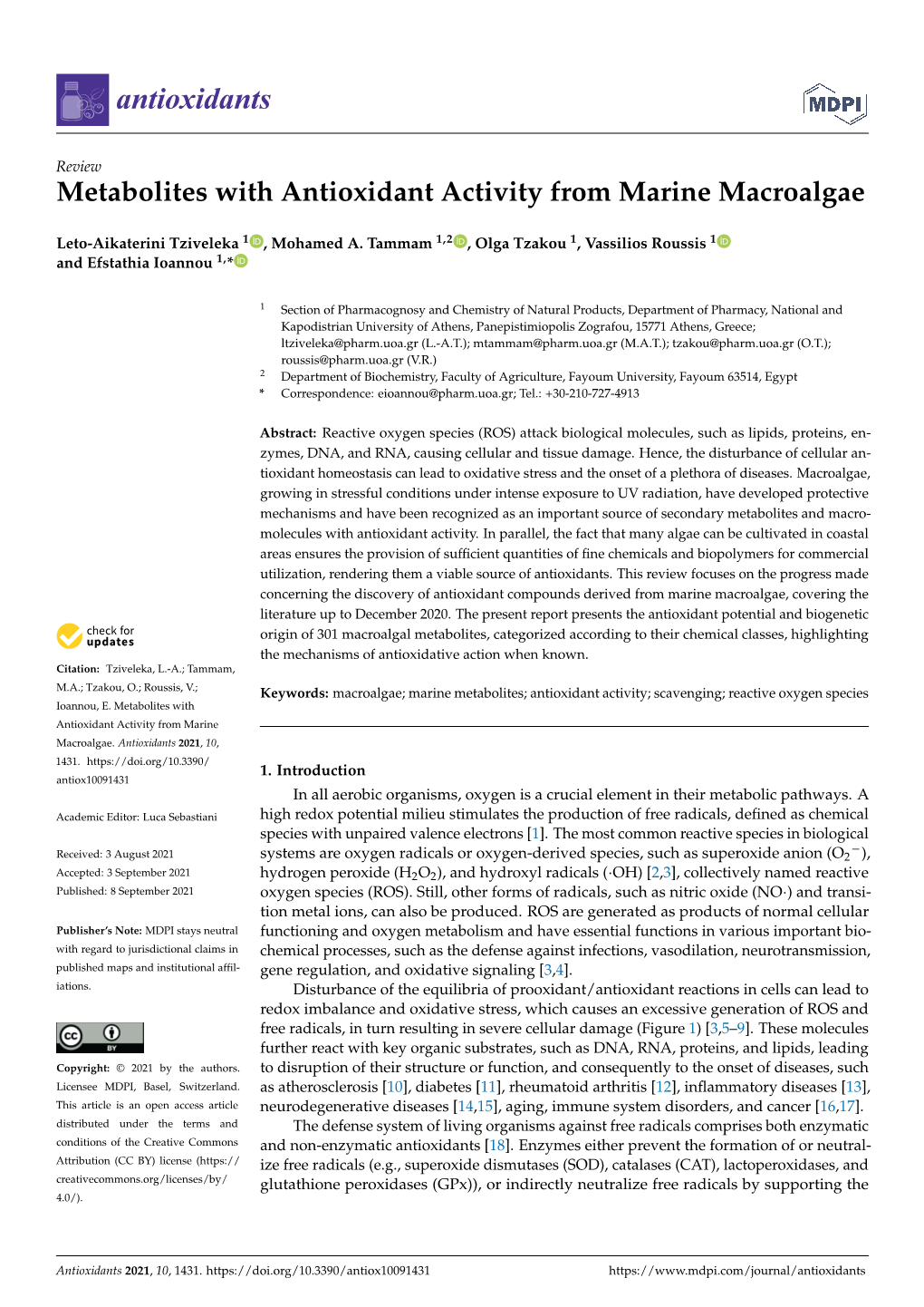 Metabolites with Antioxidant Activity from Marine Macroalgae