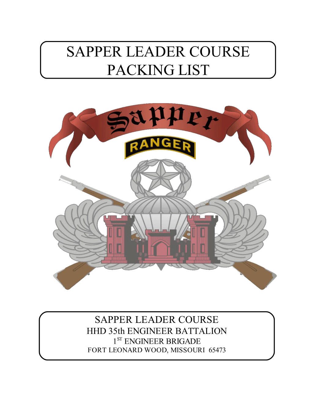 Sapper Leader Course Pamphlet