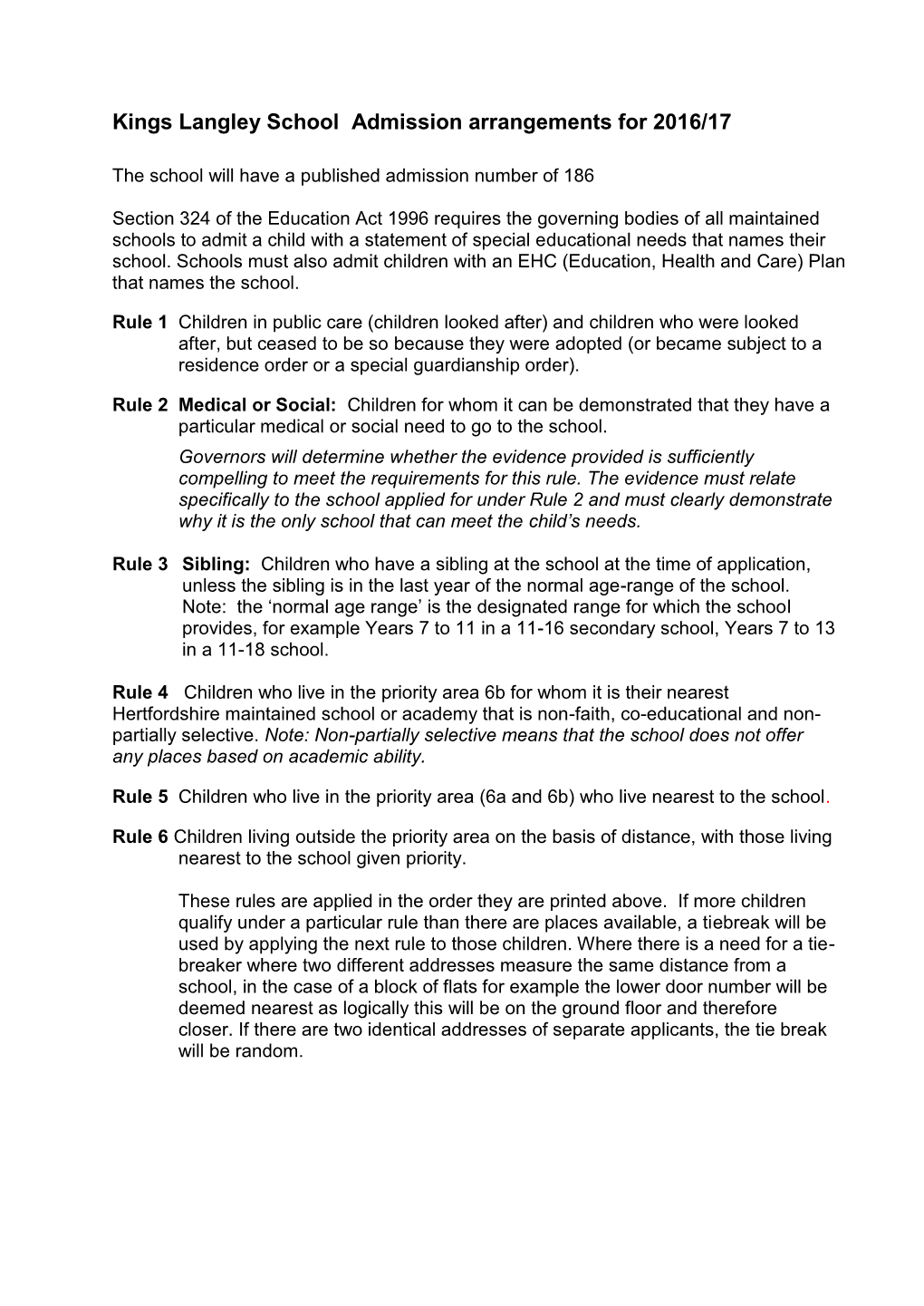 Section 5: Admission Rules for Community and Voluntary-Controlled