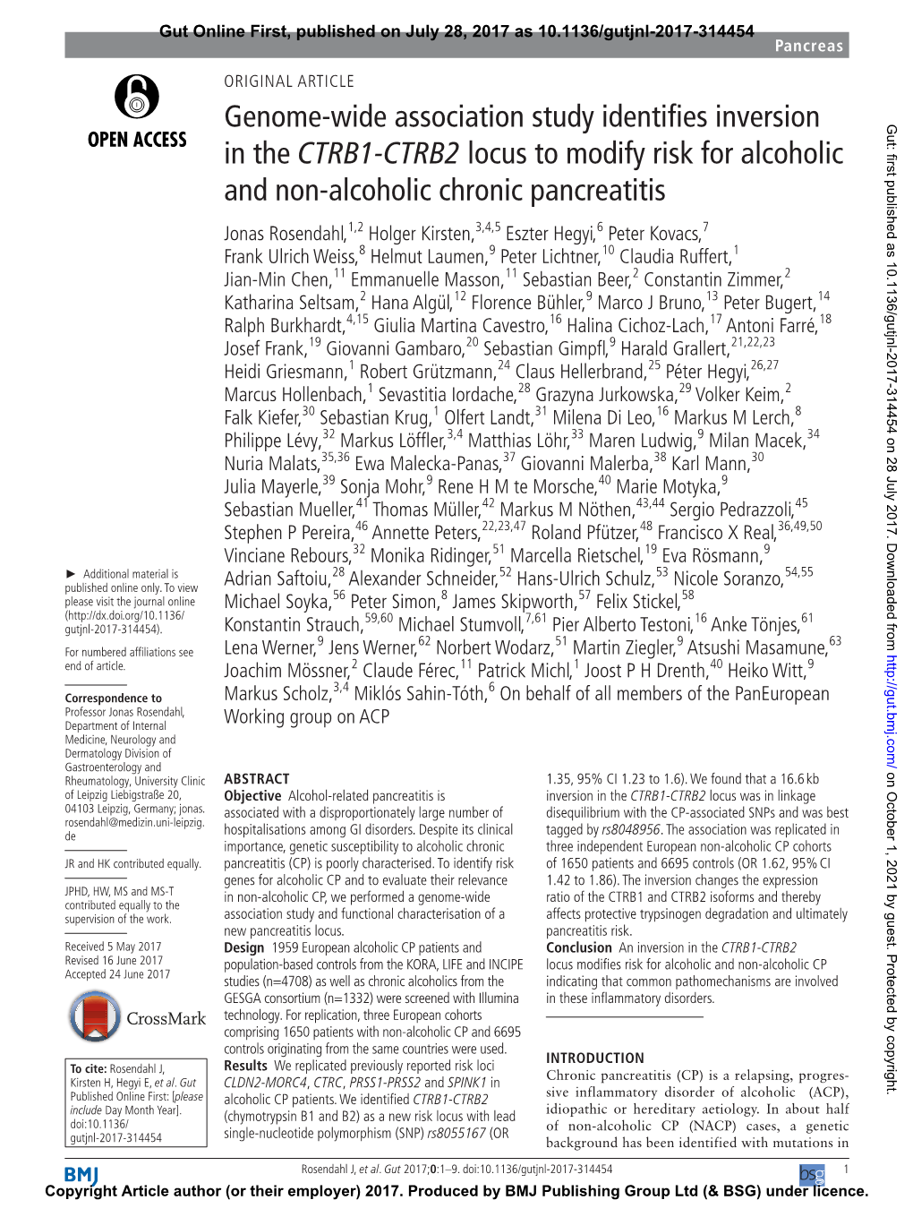 Genome-Wide Association Study Identifies Inversion in the CTRB1