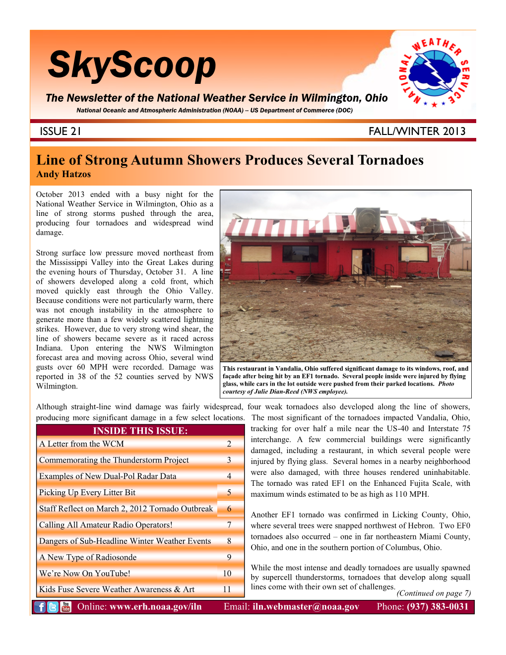 Skyscoop the Newsletter of the National Weather Service in Wilmington, Ohio National Oceanic and Atmospheric Administration (NOAA) -- US Department of Commerce (DOC)