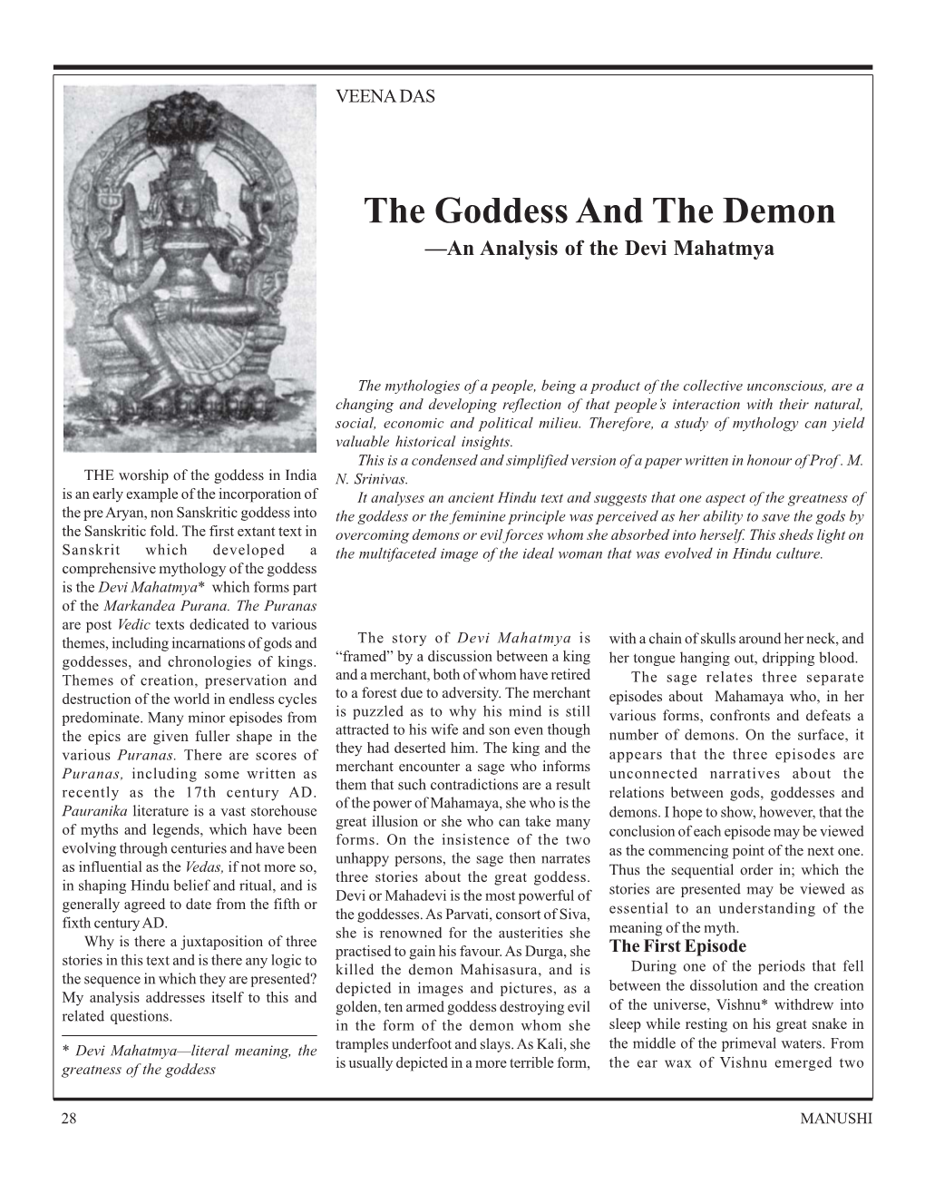 The Goddess and the Demon : Analysis of Devi