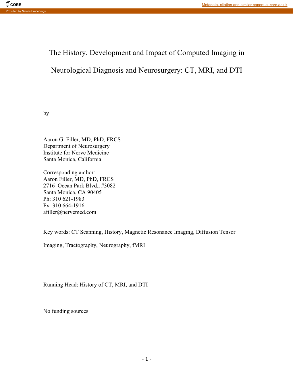 CT, MRI, and DTI