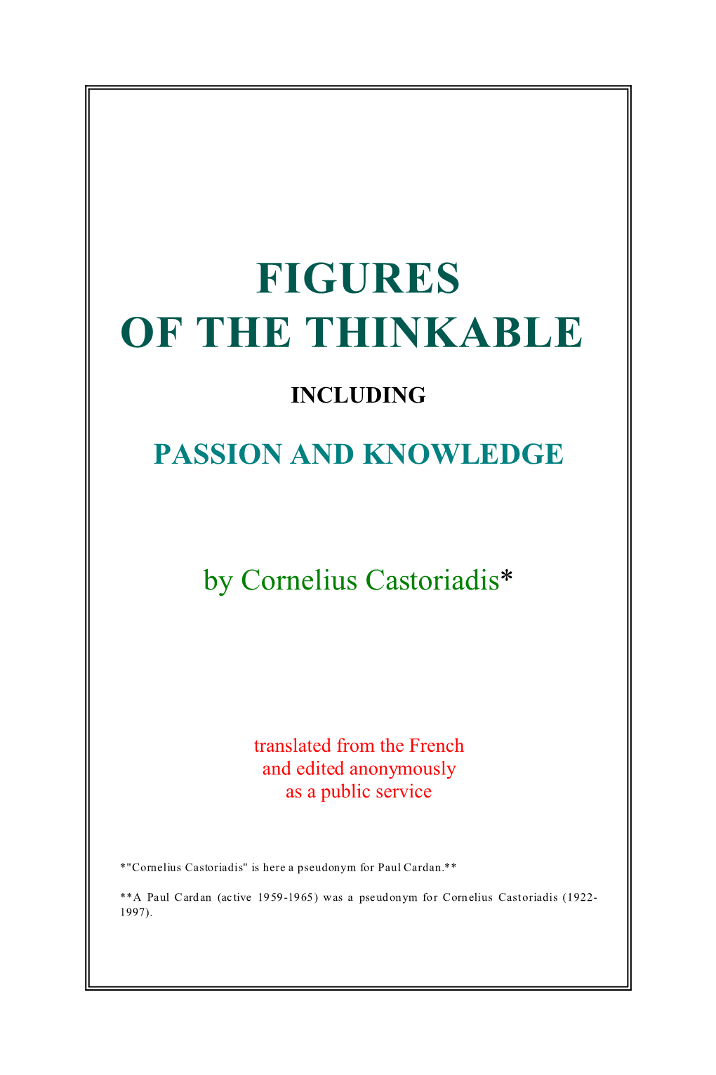 Figures of the Thinkable