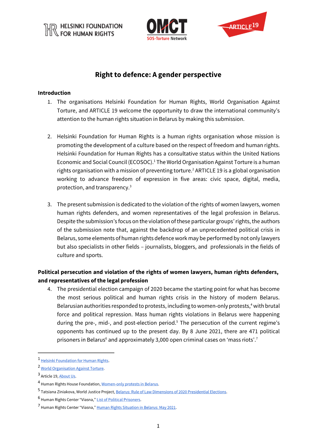Right to Defence: a Gender Perspective