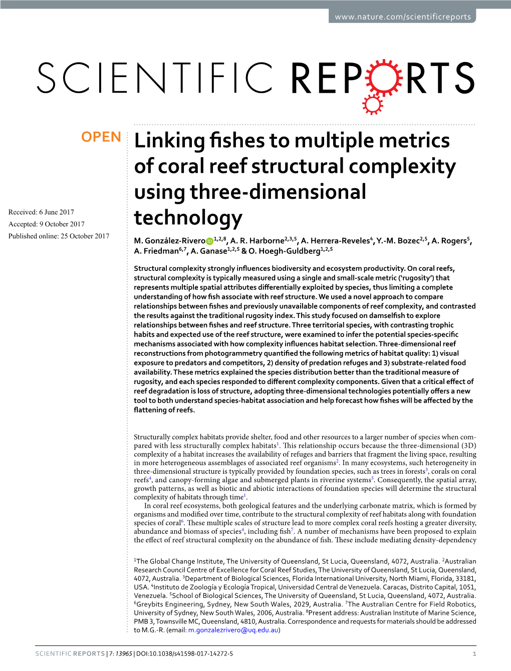 Linking Fishes to Multiple Metrics of Coral Reef Structural Complexity