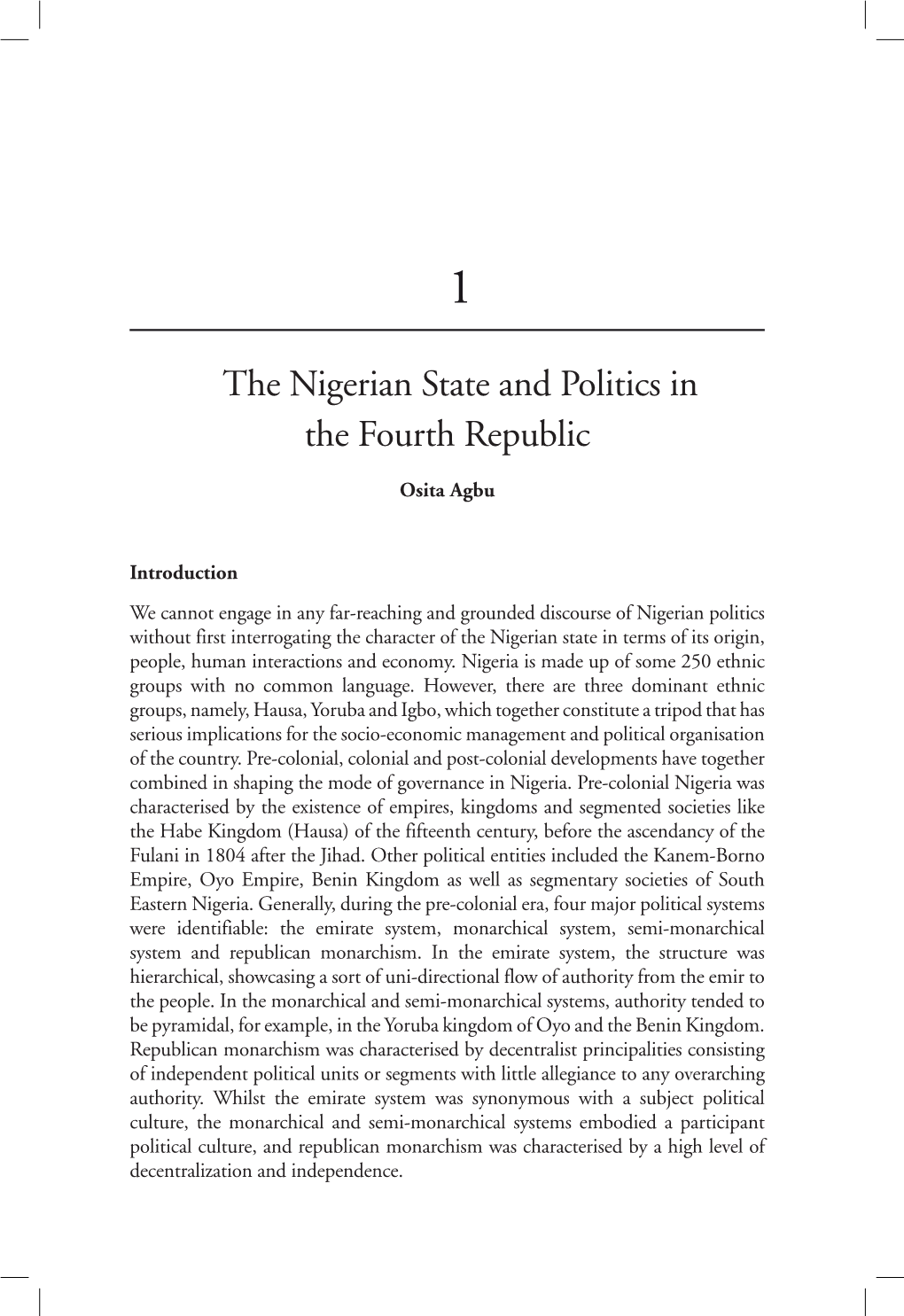 The Nigerian State and Politics in the Fourth Republic