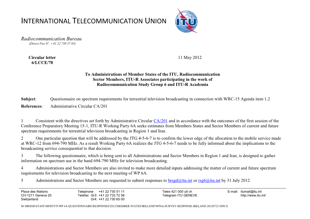 International Telecommunication Union