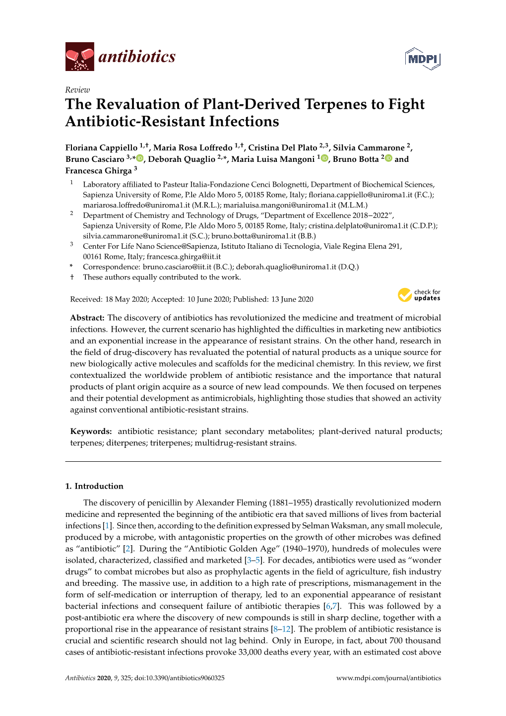 The Revaluation of Plant-Derived Terpenes to Fight Antibiotic-Resistant Infections
