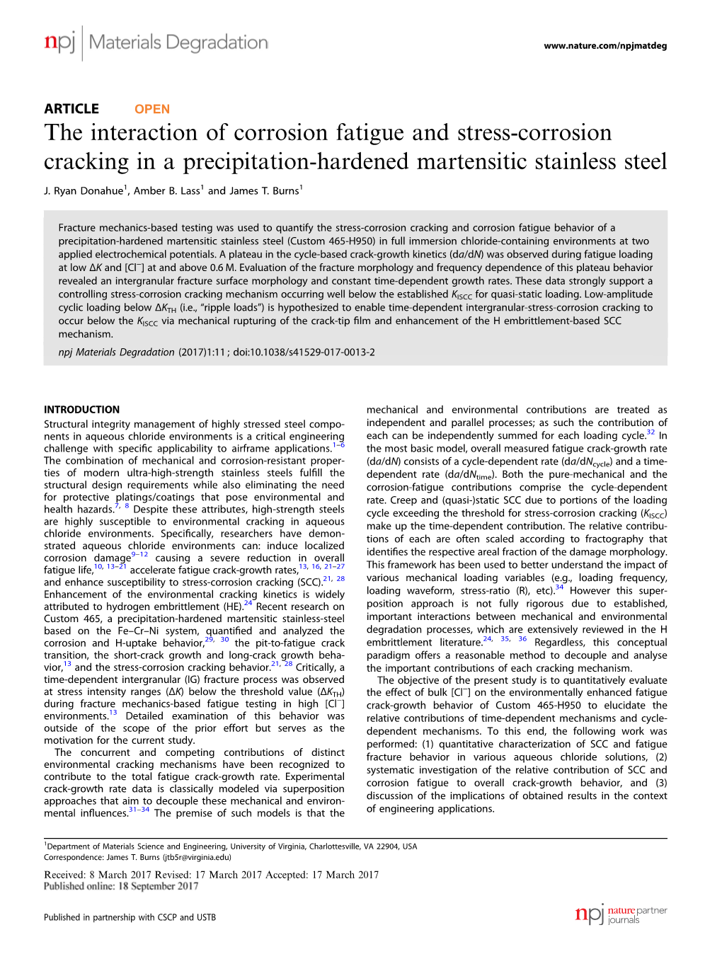 The Interaction of Corrosion Fatigue and Stress-Corrosion Cracking in a Precipitation-Hardened Martensitic Stainless Steel