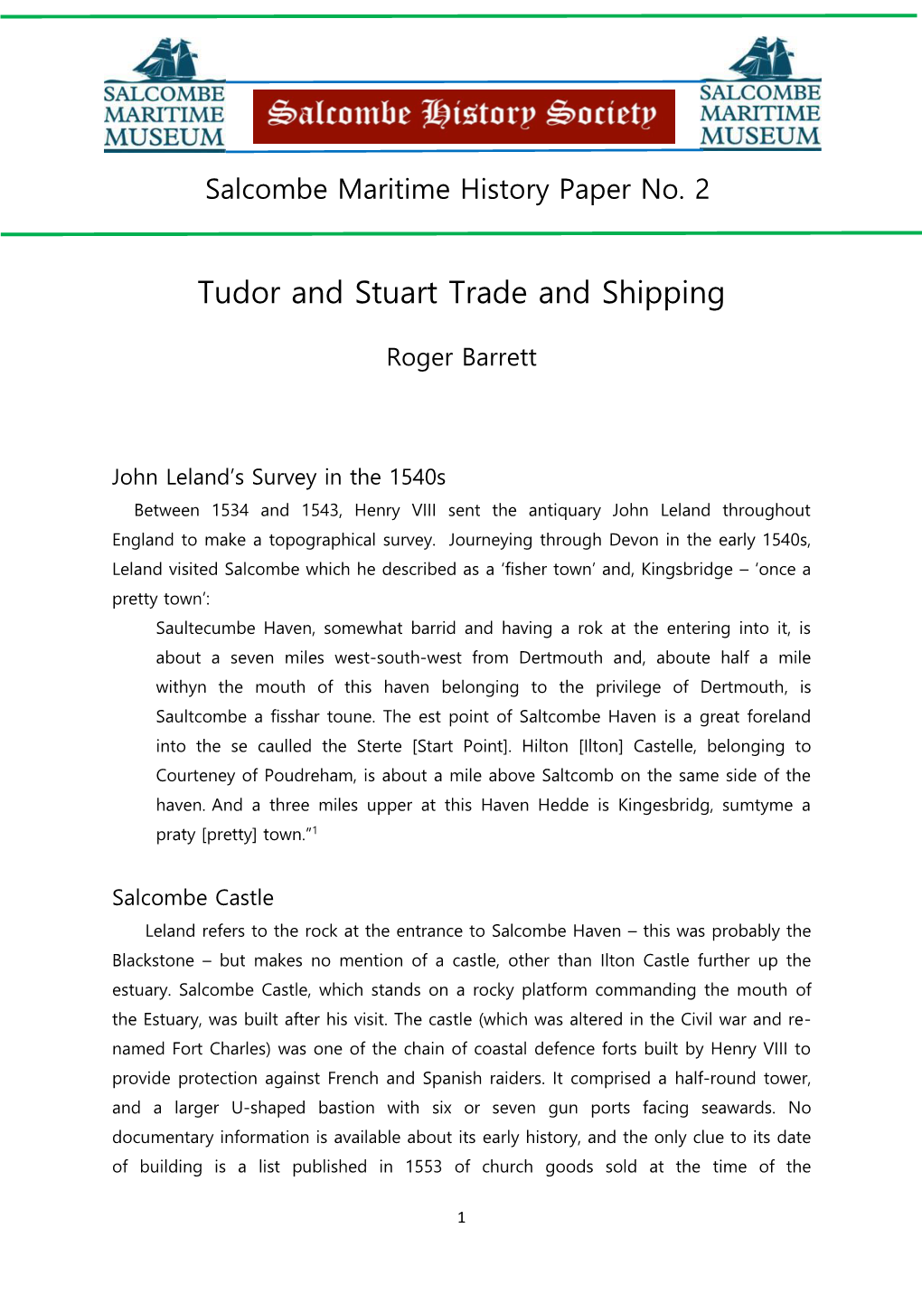 2. Tudor and Stuart Trade and Shipping 3