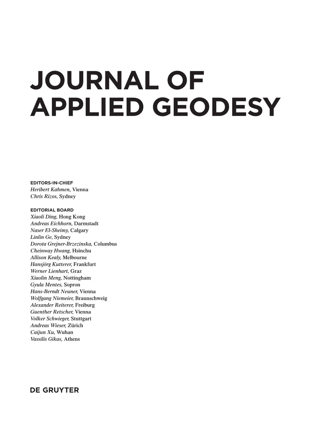 Journal of Applied Geodesy