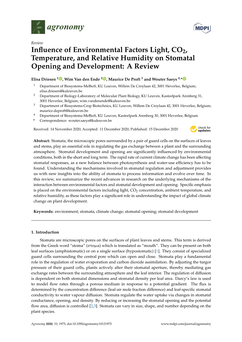 Influence of Environmental Factors Light, CO2, Temperature, And