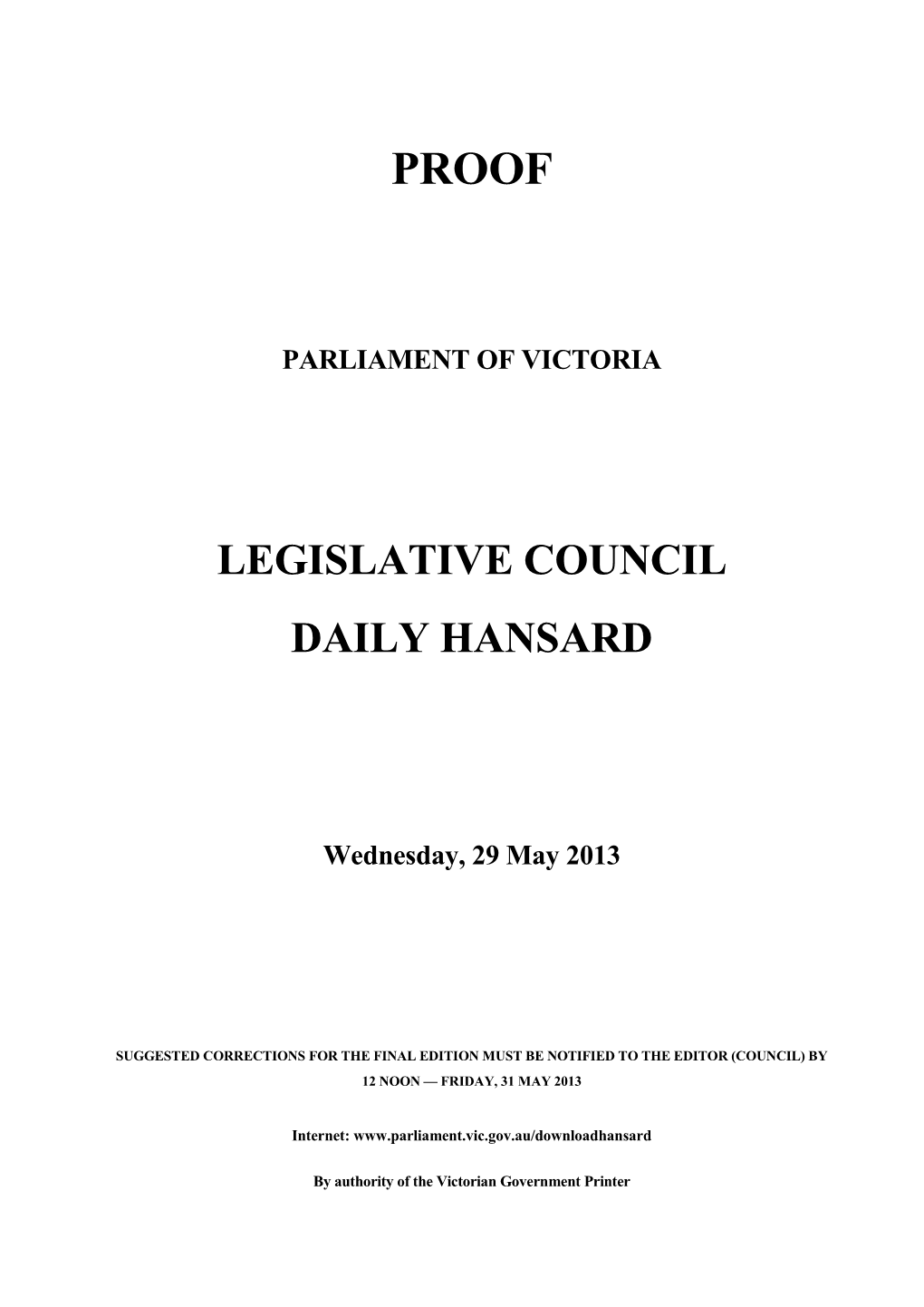 Legislative Council Daily Hansard