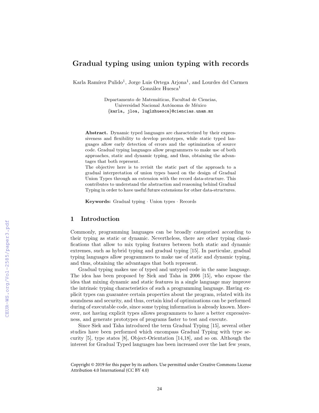 Gradual Typing Using Union Typing with Records