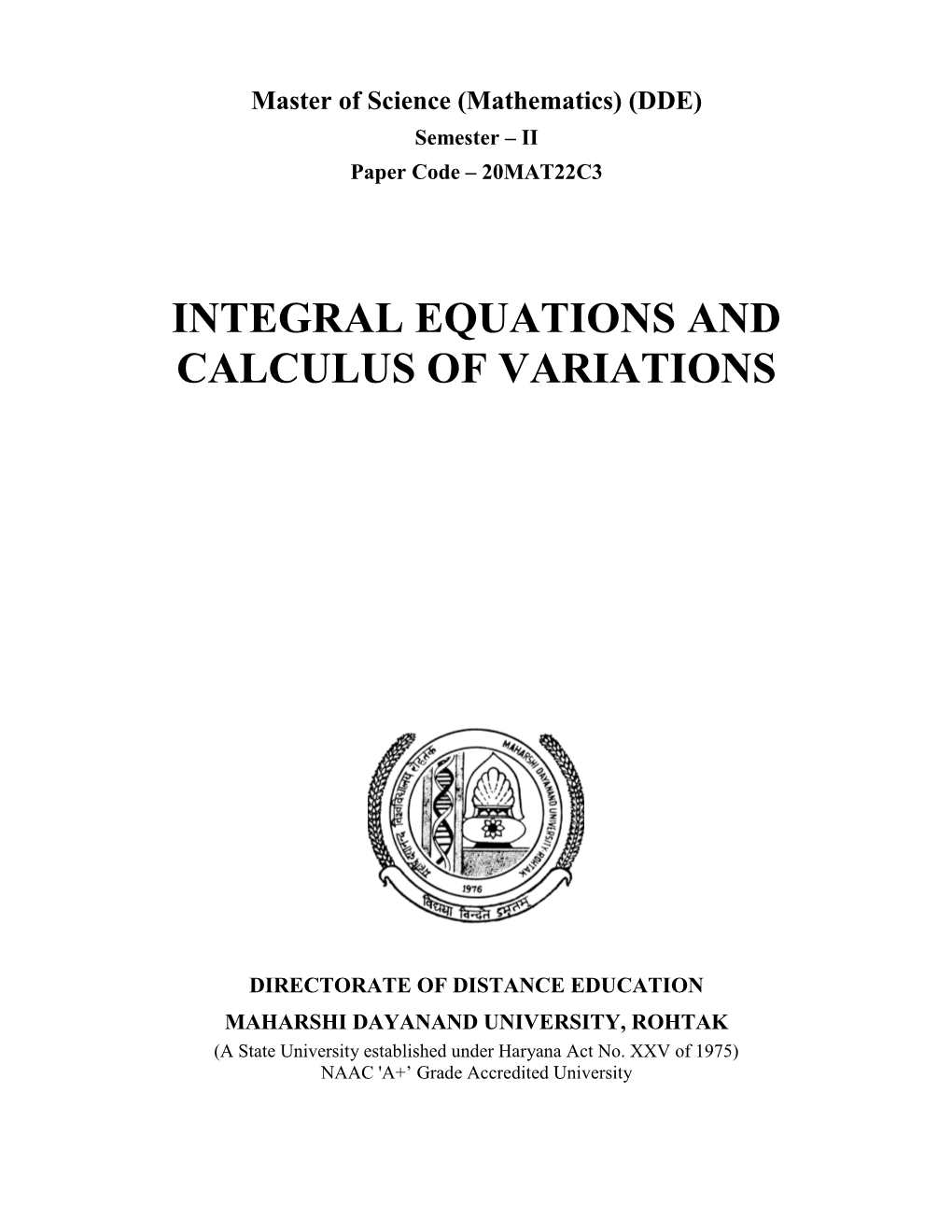 Integral Equations and Calculus of Variations