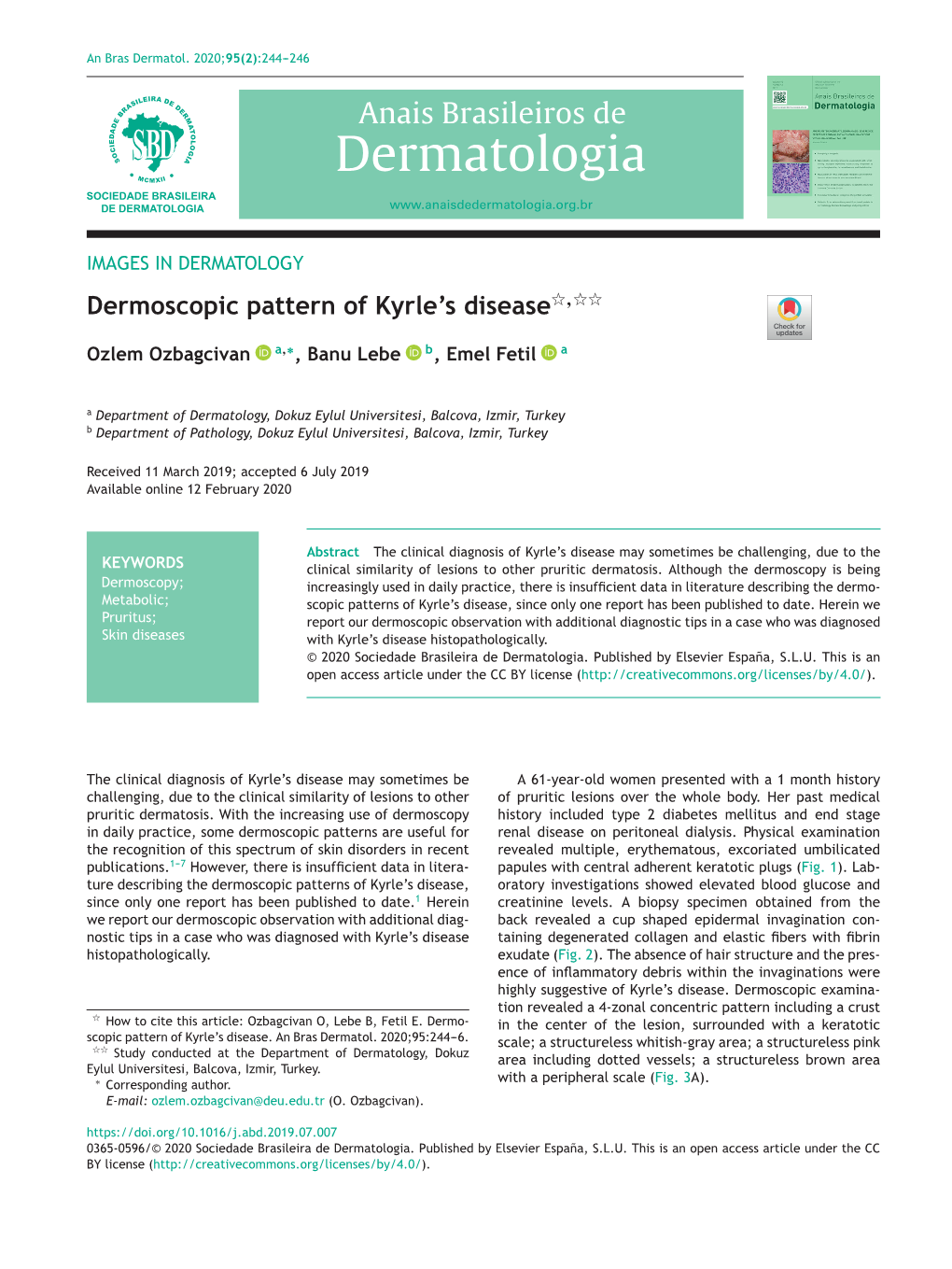 Dermoscopic Pattern of Kyrle's Disease