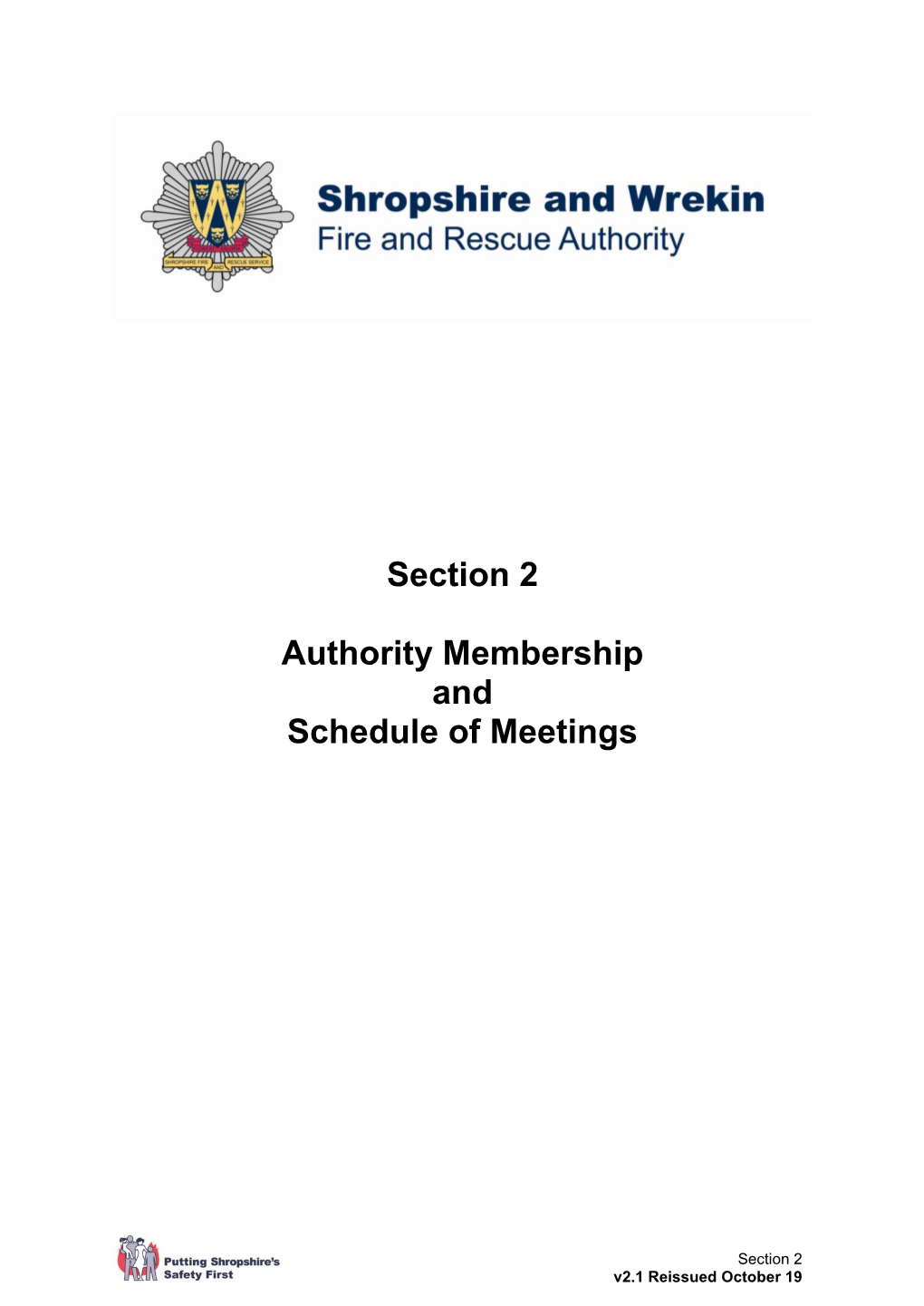 Authority Membership and Schedule of Meetings