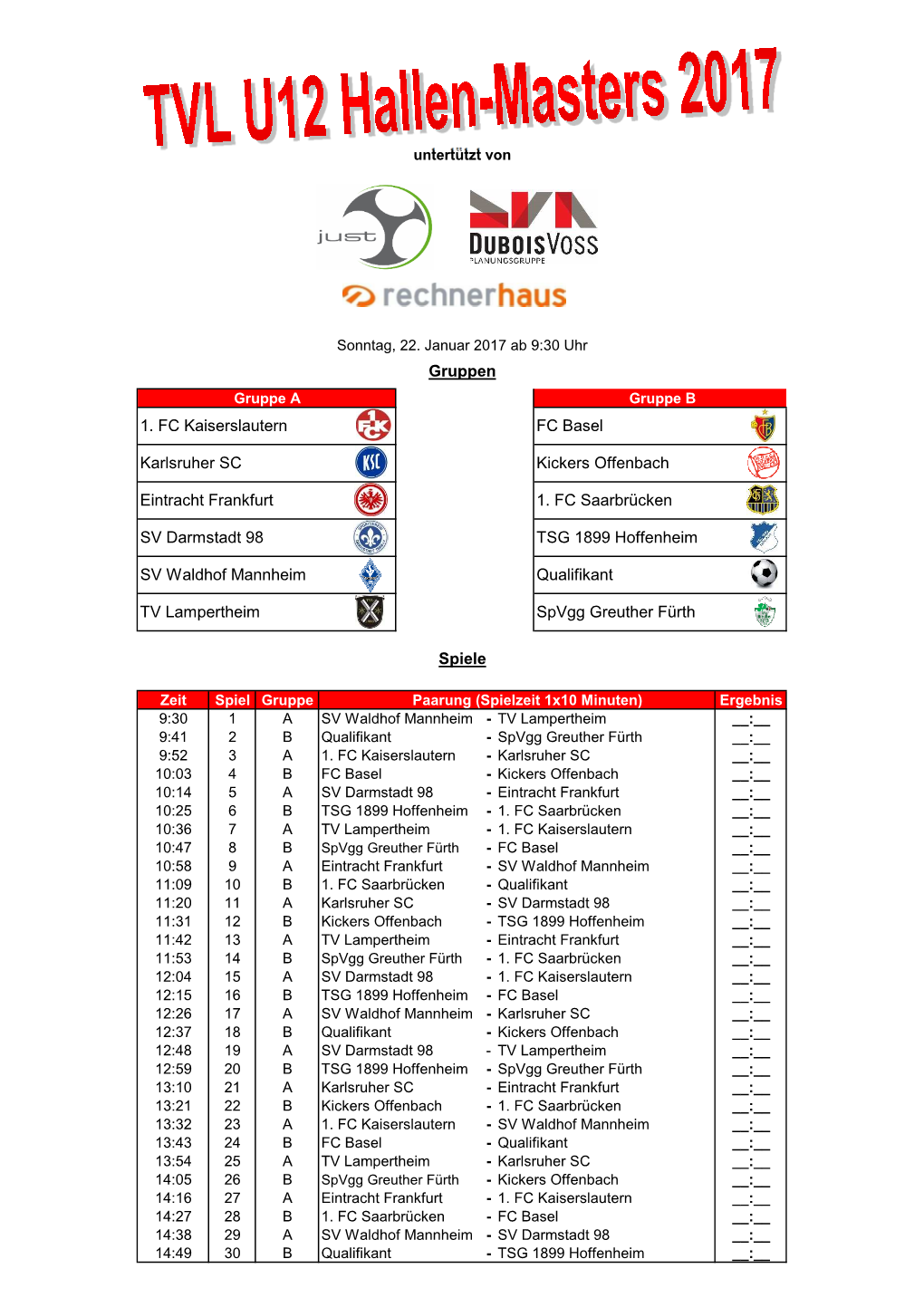 2017 Spielpläne TVL Junioren Hallen-Cups+U12 Mastersm