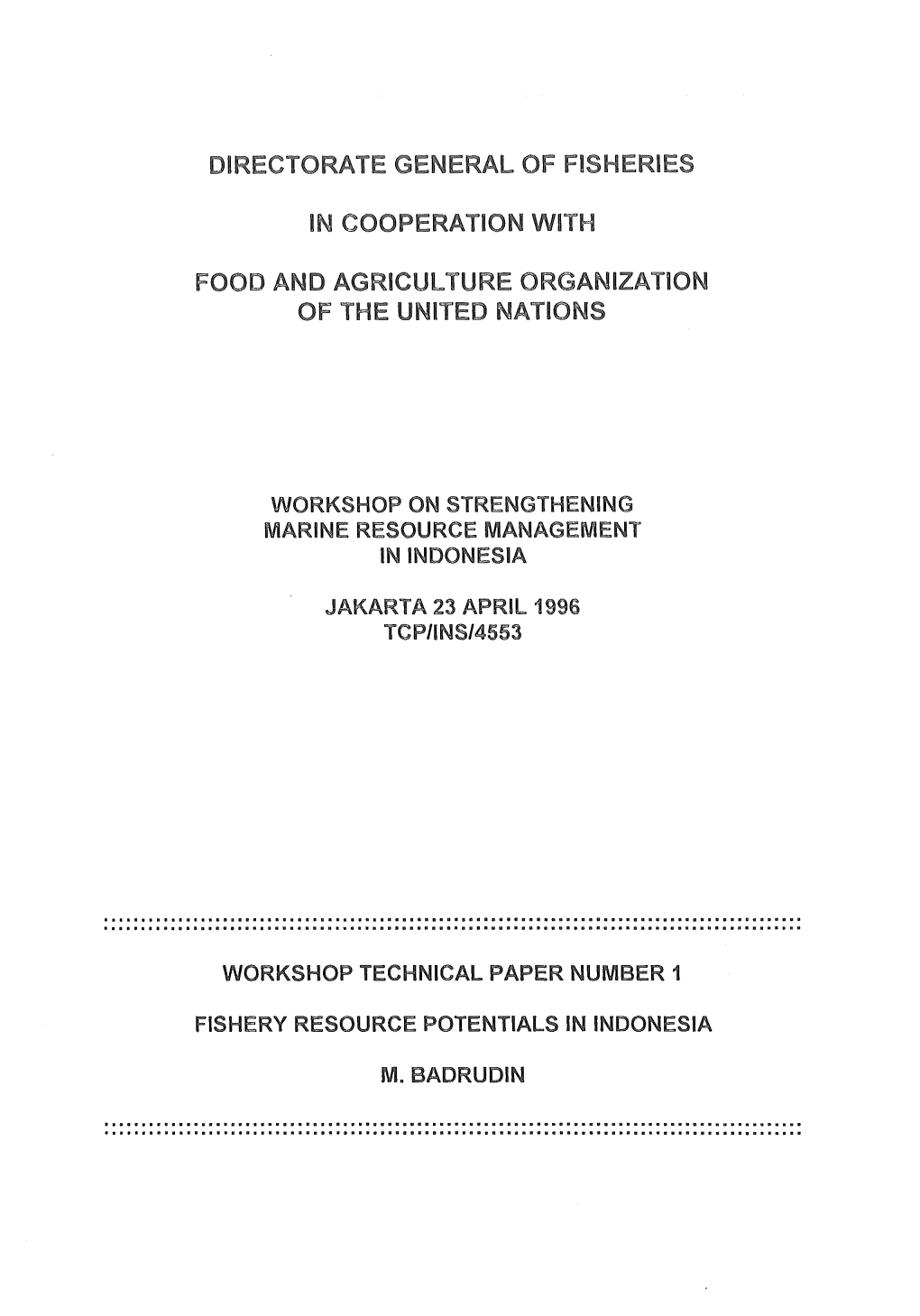 Fishery Resource Potentials in Indonesia