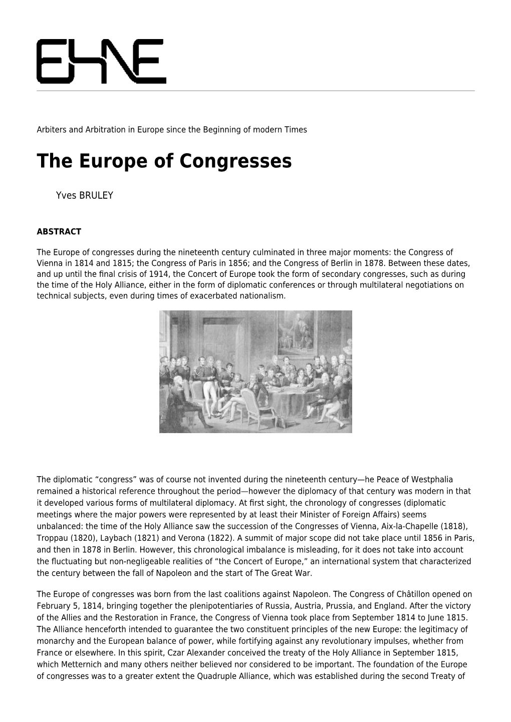 The Europe of Congresses