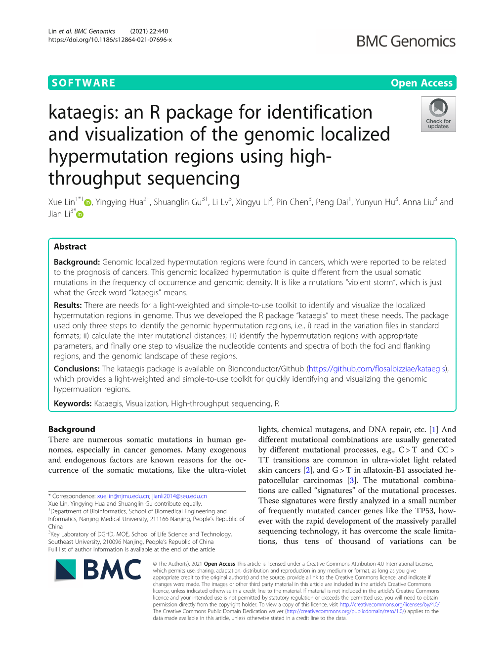 Kataegis: an R Package for Identification and Visualization Of