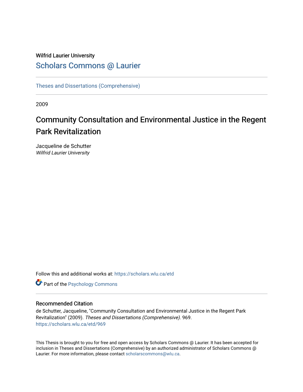 Community Consultation and Environmental Justice in the Regent Park Revitalization