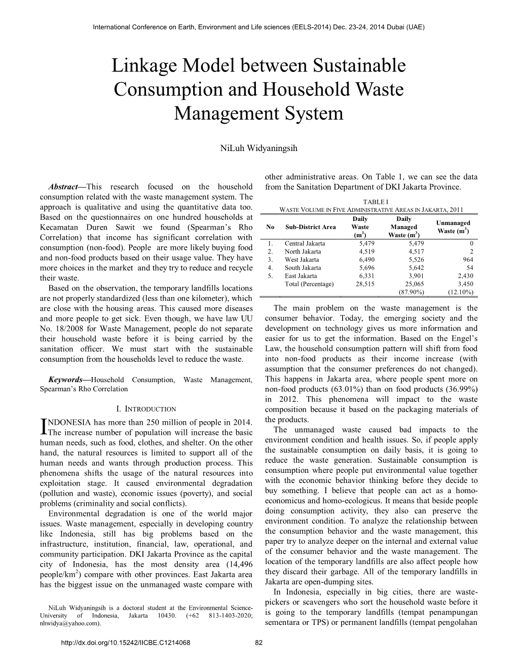 Linkage Model Between Sustainable Consumption and Household Waste Management System