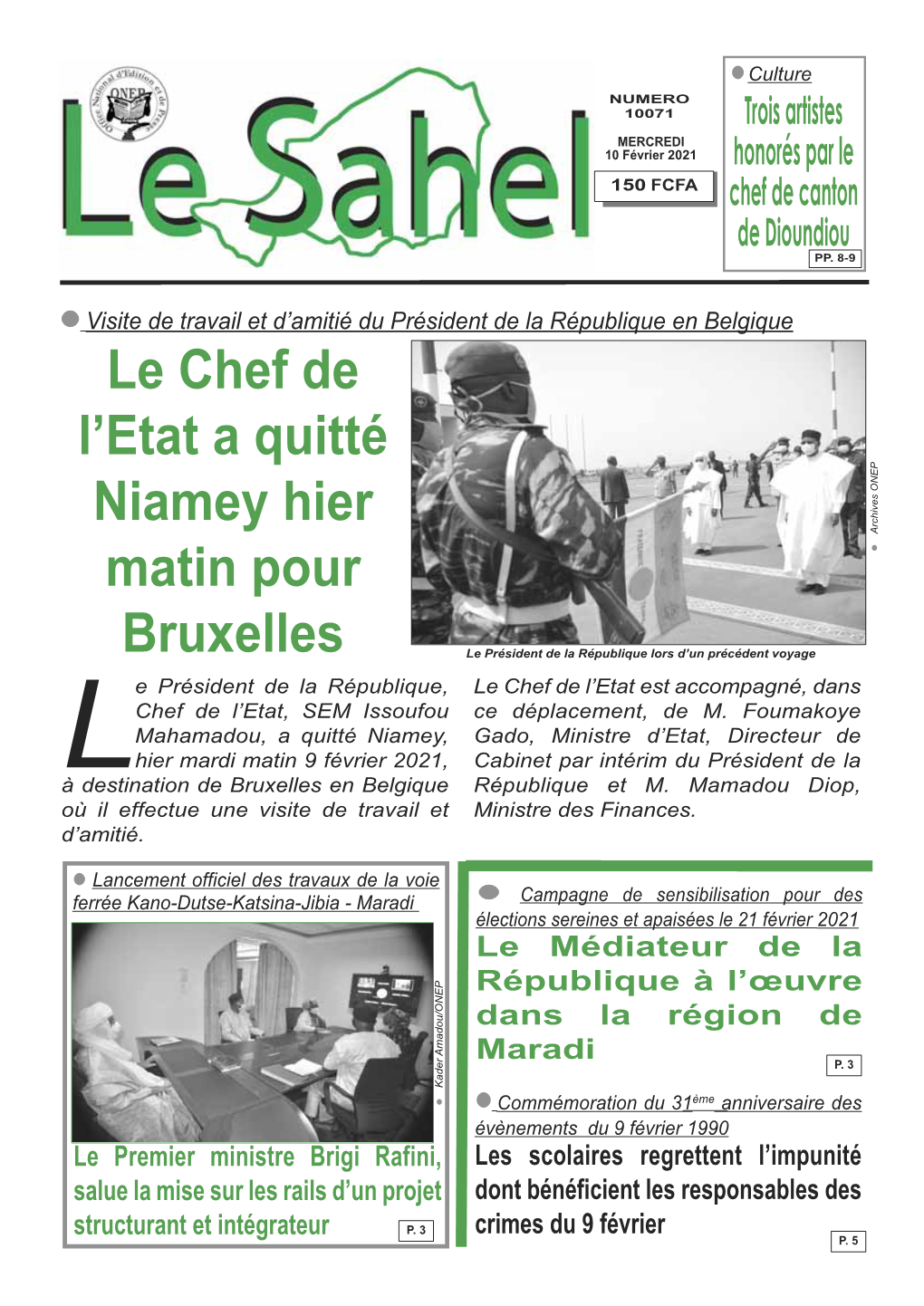 Le Chef De L'etat a Quitté Niamey Hier Matin Pour Bruxelles