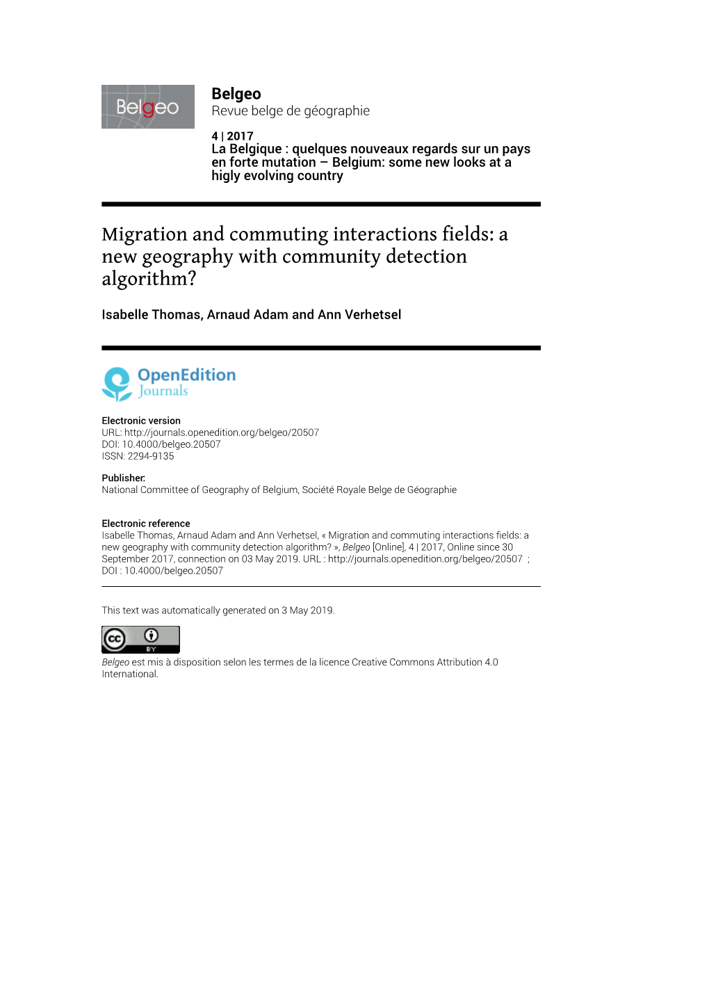 Migration and Commuting Interactions Fields: a New Geography with Community Detection Algorithm?