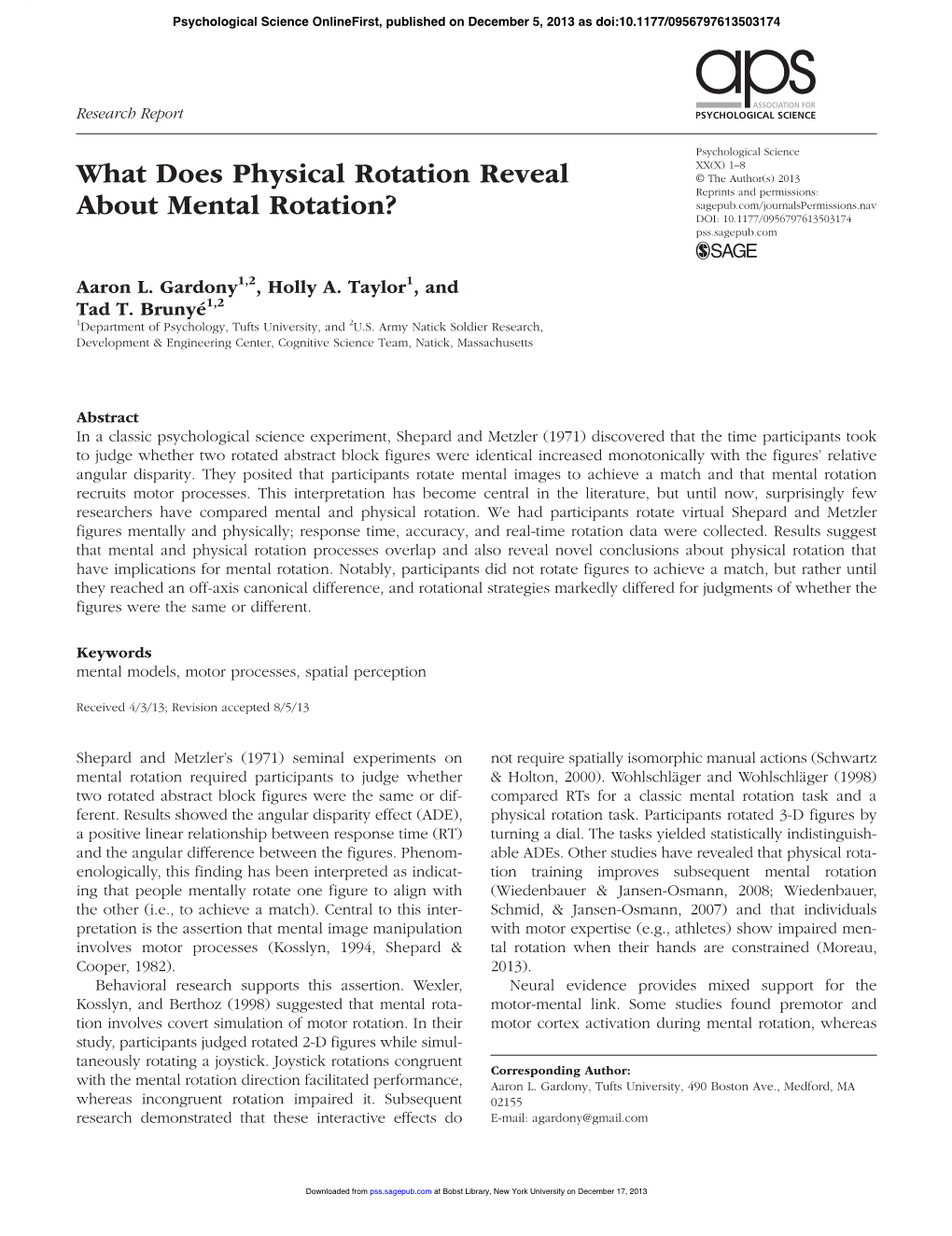What Does Physical Rotation Reveal About Mental Rotation?