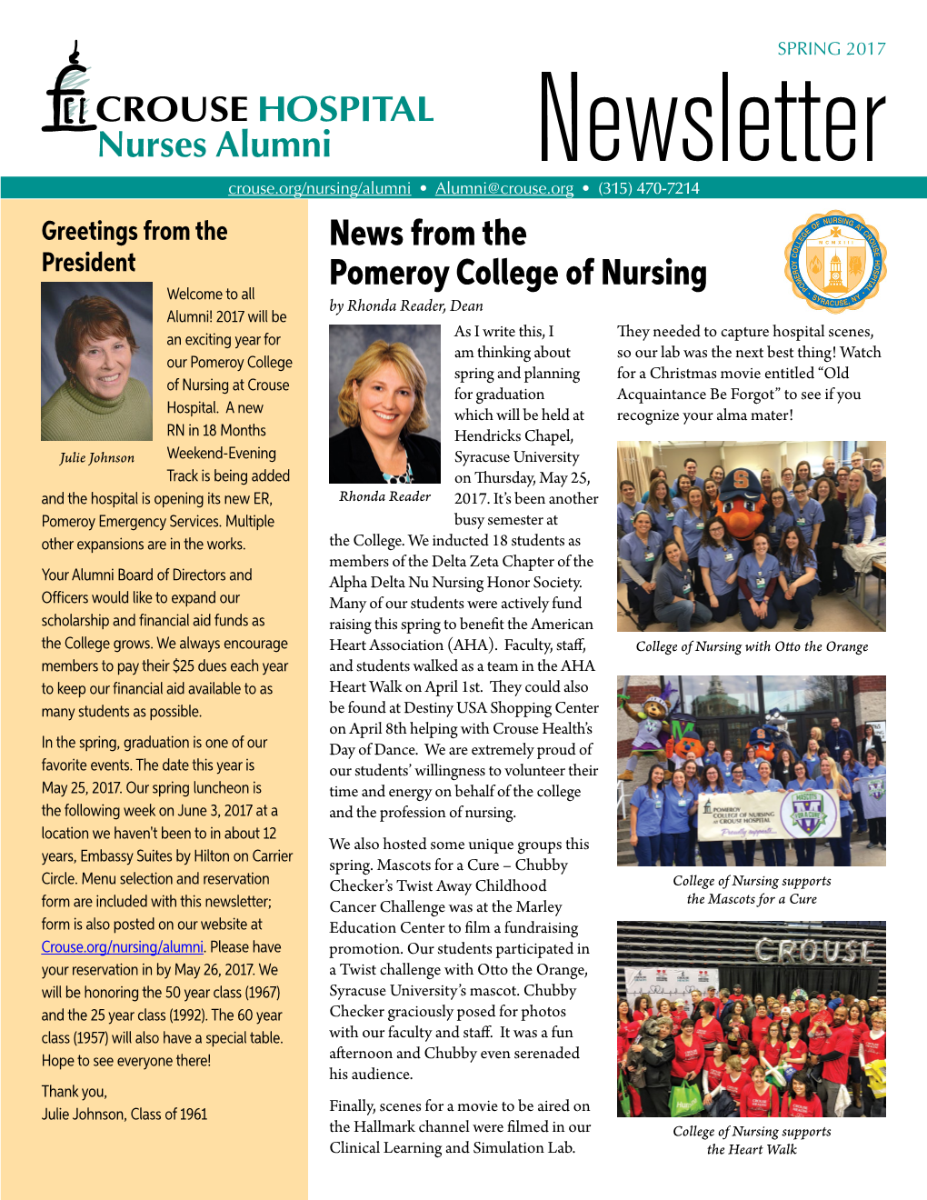 Nurses Alumni News from the Pomeroy College of Nursing