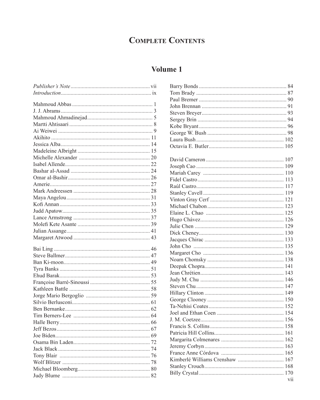 Table of Contents