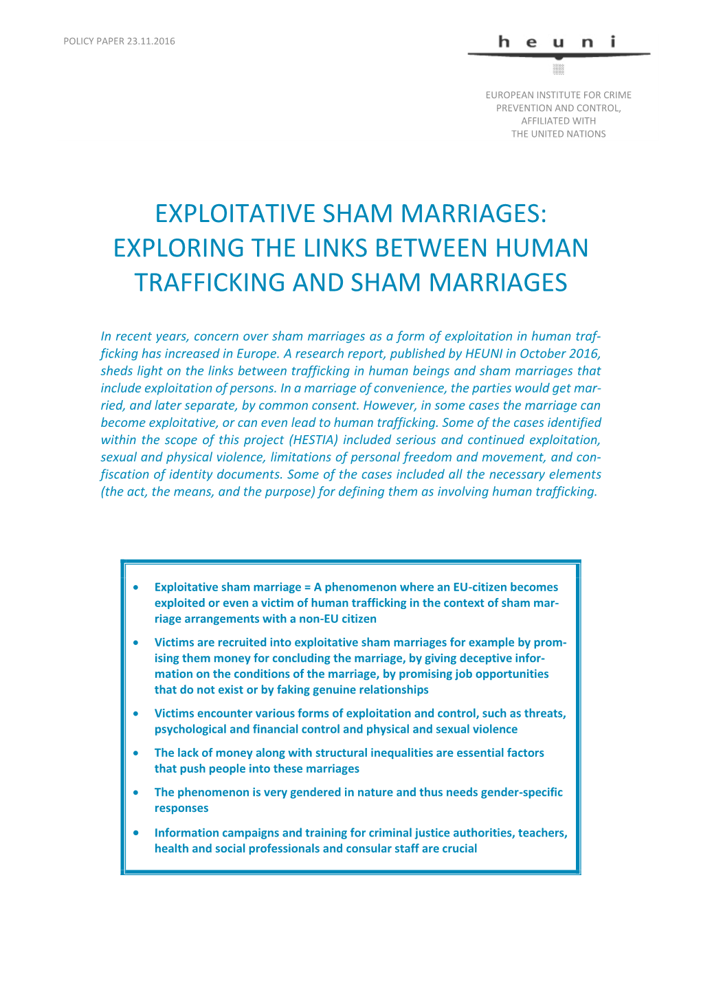 Exploring the Links Between Human Trafficking and Sham Marriages