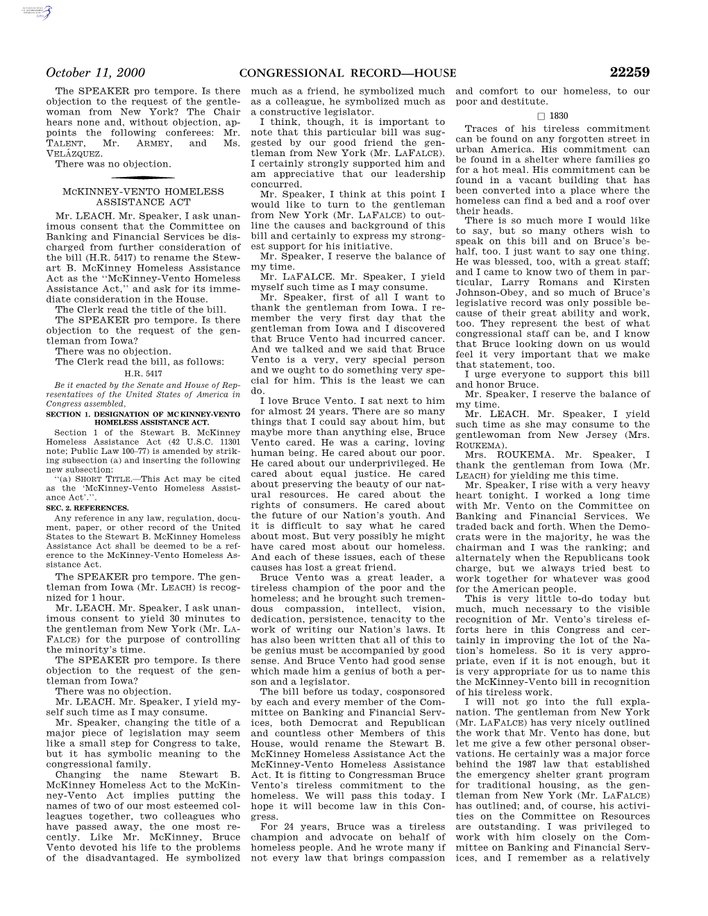 CONGRESSIONAL RECORD—HOUSE October 11, 2000 New Member of the Committee When He Resented in Minnesota but Also All the Mr